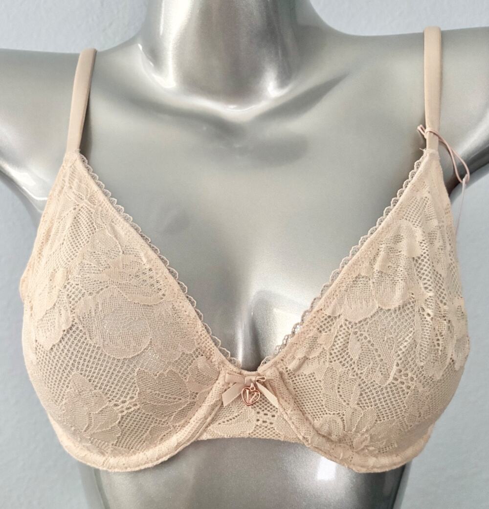 Victoria's Secret Nwt Body By Victoria Marzipan Lace Unlined Demi Bra